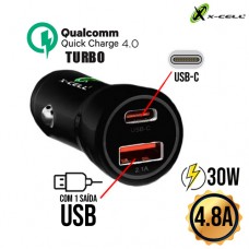 Carregador Veicular Turbo XC-V13USB X-Cell - Preto